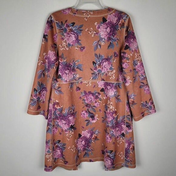 Solitaire Size S Floral Faux Suede Open Front Kimono Jacket Duster Multicolor - Picture 5 of 12